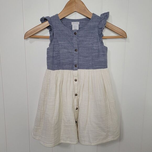 Tahari Other - Tahari Girls Chambray Button Front Dress Size 4T Ruffled Sleeves